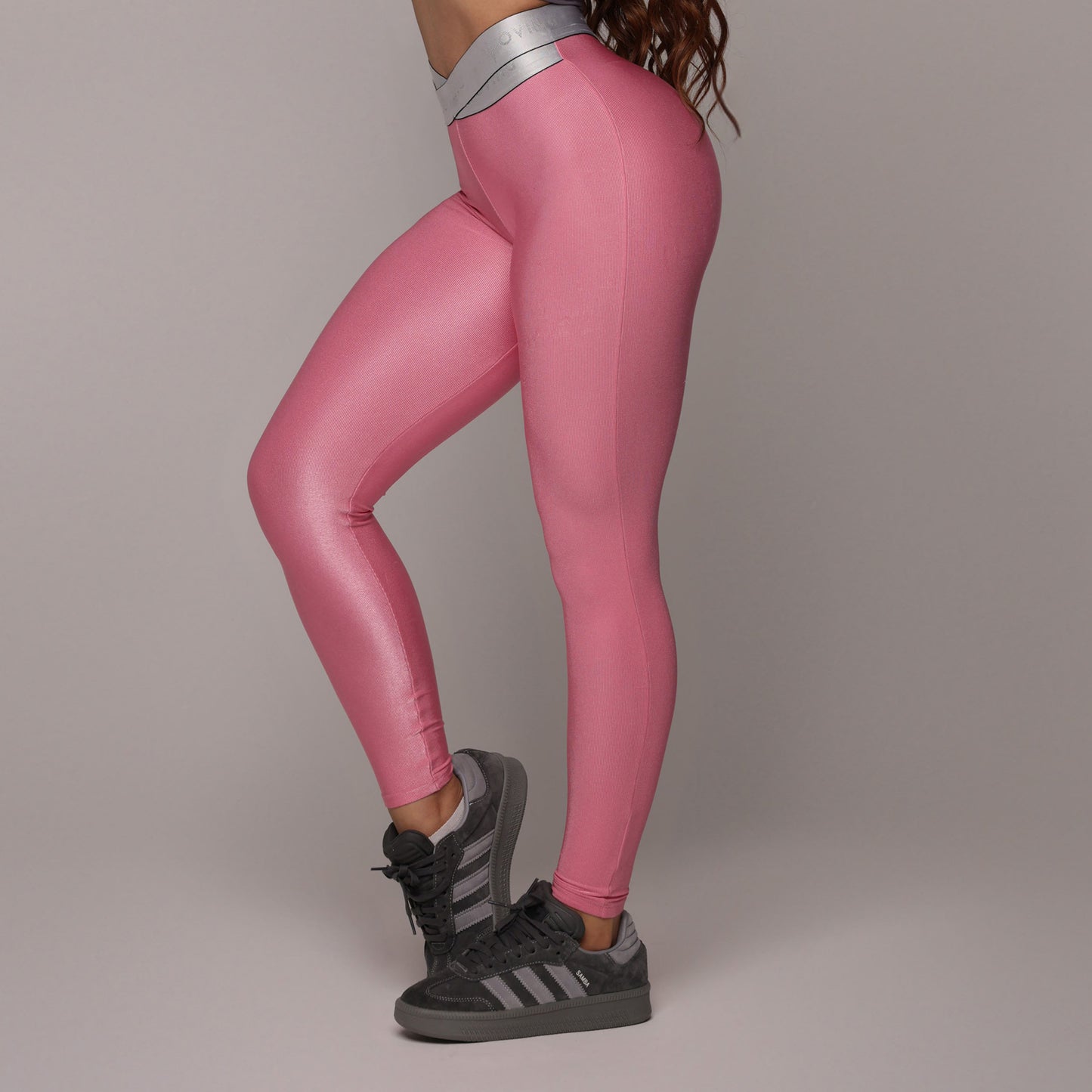 Leggins rosa metalizado