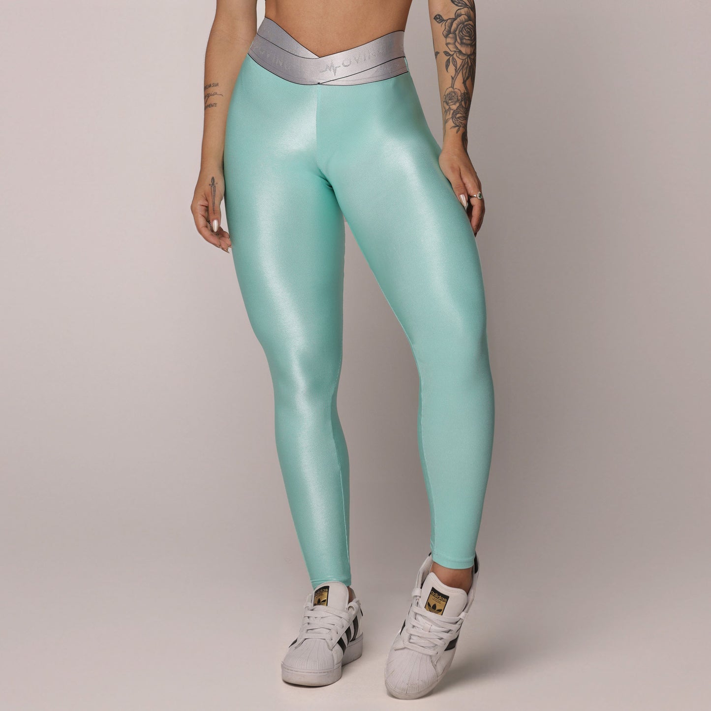Leggins menta metalizado