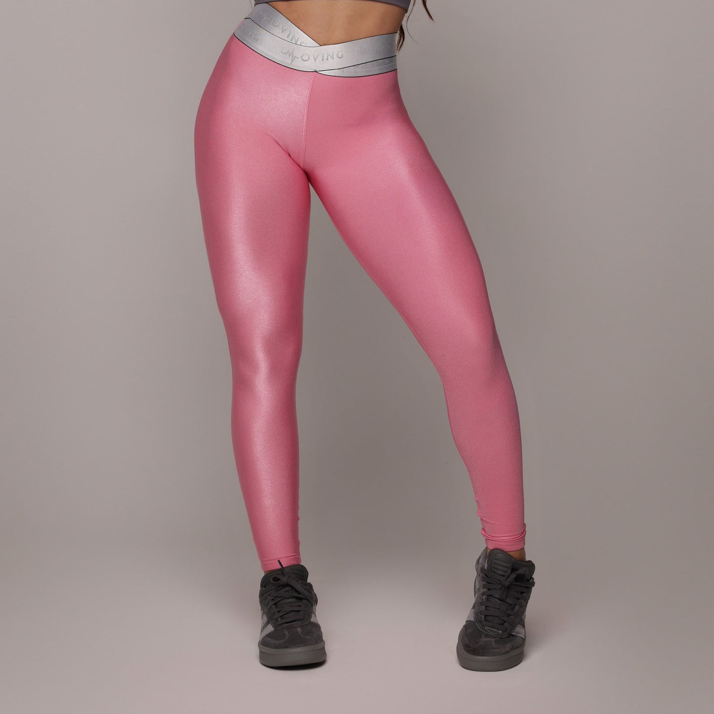 Leggins rosa metalizado