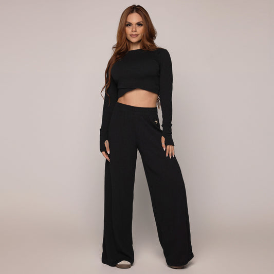 Conjunto negro - Blusa manga larga
