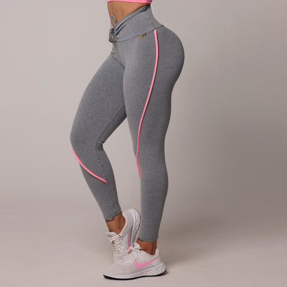 Leggins gris con rosa